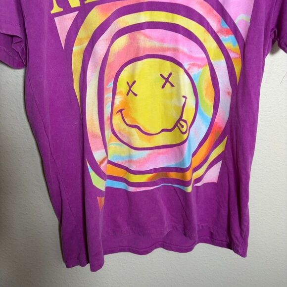 Nirvana T-Shirt Women's XXS Purple Graphic Tee Crew Neck Shirt Top Casual - Picture 4 of 7